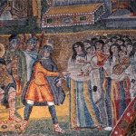Избиение младенцев в мозаике римского храма Санта Мария Маджоре. Царь Ирод приказал убить всех первенцев в Вифлееме, потому что испугался что «новый царь», т.е. младенец Христос лишит его трона