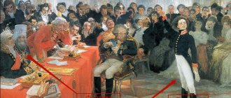 На картине отмечено, в центре гордо стоит Пушкин, за столом сидит митрополит Филарет. Именно здесь и состоялась первая встреча митрополита с поэтом