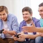 Guys playing video games