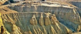 Вади Кумран и панорама Национального парка Кумран с юга. Район Вади-Кумрана находится рядом с Мёртвым морем. Он богат пещерами естественного и искусственного происхождения. В них проживали члены общины ессеев