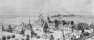 Вид Пюхтицкой обители по проекту М.Т. Преображенского, 1892 год